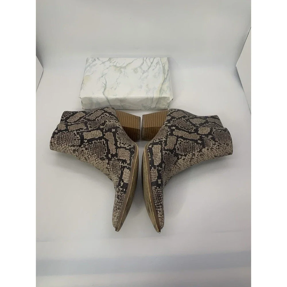 LULUS X Matisse Snakeskin Print Vegan Leather Western Ankle Cowgirl Boots 9M - Picture 5 of 10